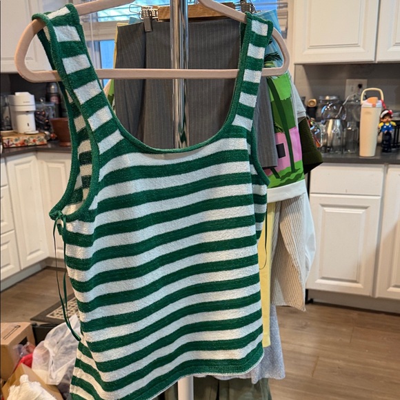 LC Lauren Conrad Green and White Striped Tank Top - Picture 7 of 7